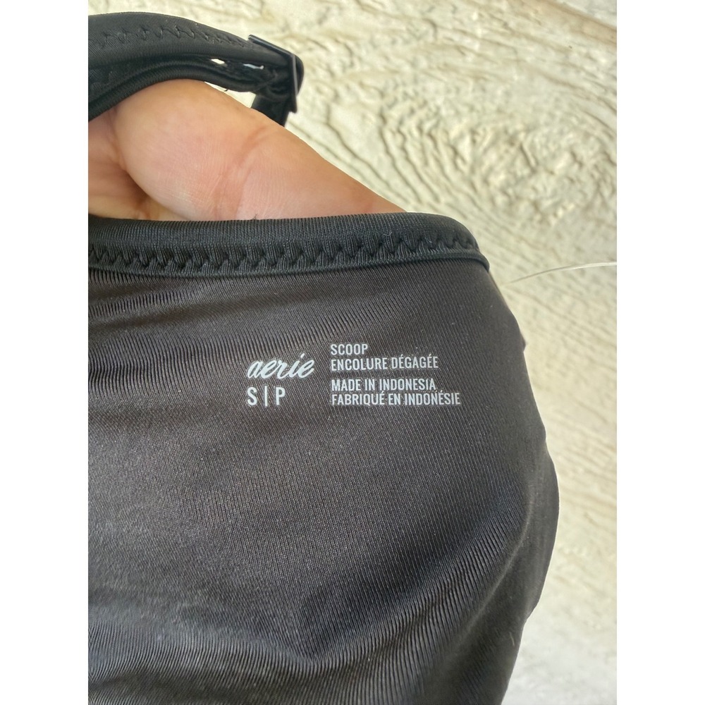 Aerie Black Scoop Neck Bikini Top Adjustable Straps Size Small - Picture 5 of 6